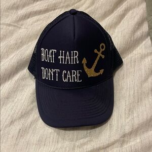 Navy Trucker Hat Mother Truck Hat with Gold Anchor